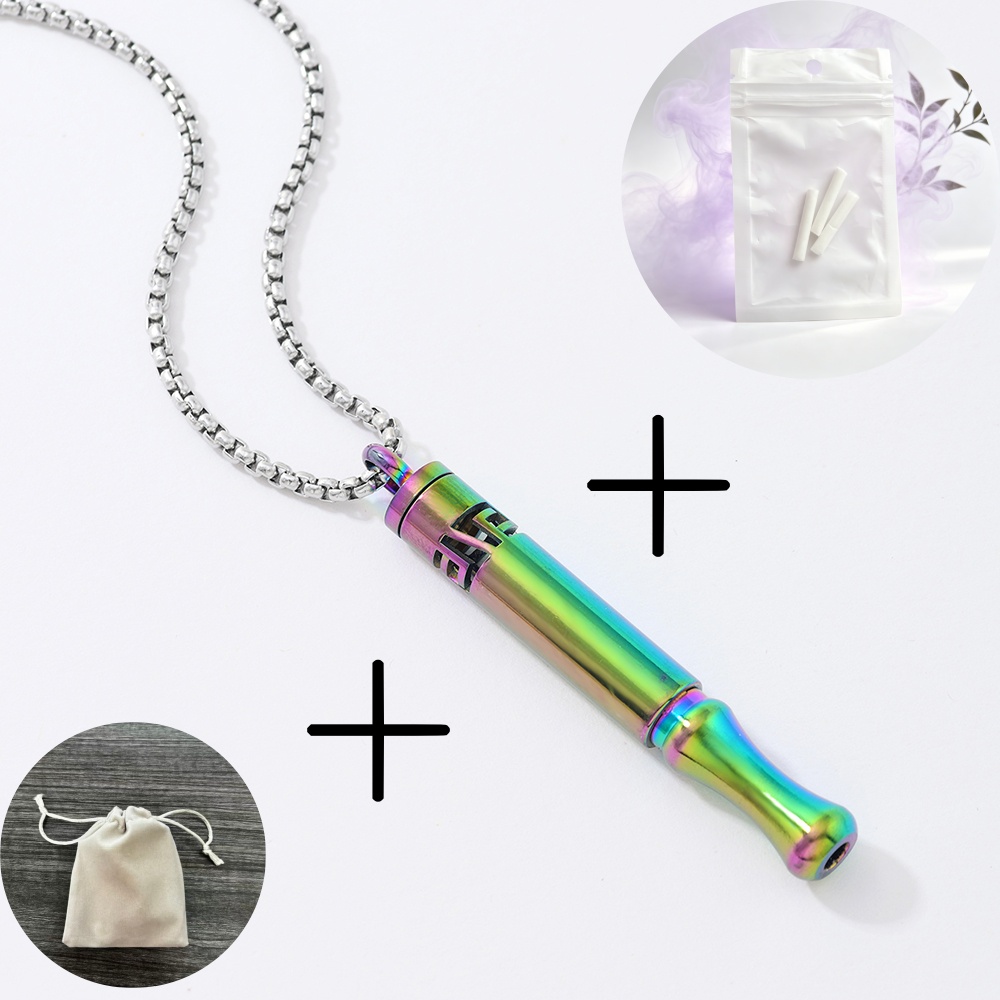Trendy Geometric Pattern Meditation Necklace with Aromatherapy Pendant